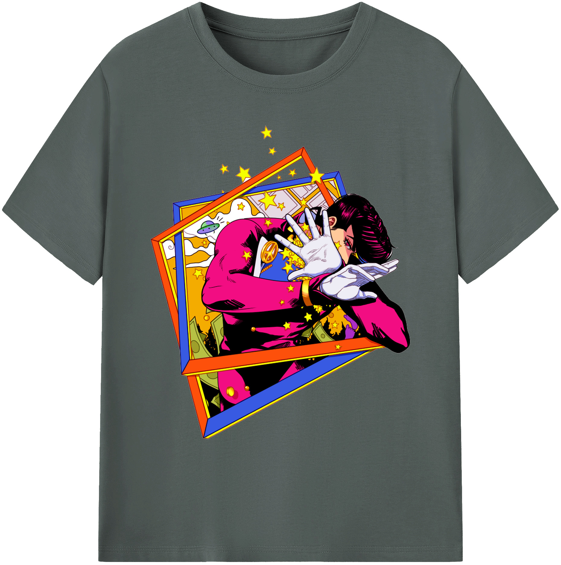 （画像用） ジョジョの奇妙な冒険 ひがしかた じょうすけ JoJo's Bizarre Adventure Higashikata Josuke 綿100％ メンズ半袖Tシャツ｜肌触りやわらか＆通気性